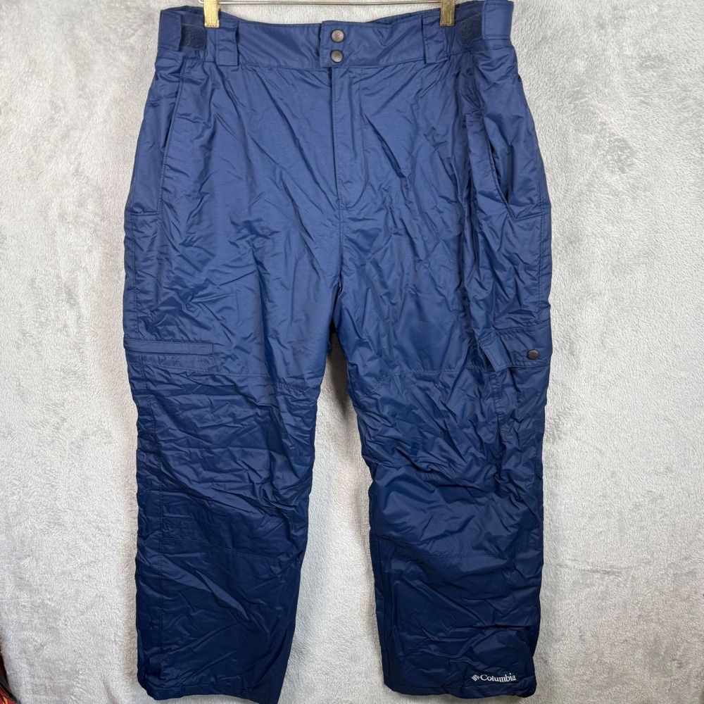 Columbia Snow Pants Women L Blue Insulated Cargo Winter Ski Snowboard Outdoor